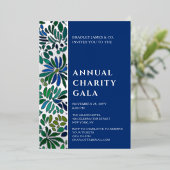 ブルーウォーターカラーフローラチャリティーイベントガラパーティー 箔招待状 (立ち正面)