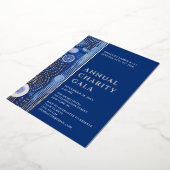 ブルーウォーターカラーフローラチャリティーイベントガラパーティー 箔招待状 (回転した状態)