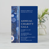 ブルーウォーターカラーフローラチャリティーイベントガラパーティー 箔招待状 (立ち正面)