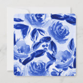 ブルーウォーターカラーフローラデザイン結婚式招待状 招待状 (裏面)