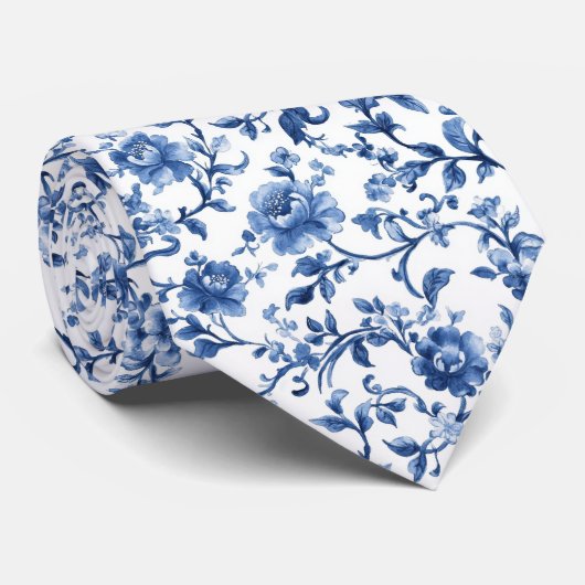 ブルーウォーターカラーフローラトイレチノイ結婚ズリー ネクタイ (ロール)