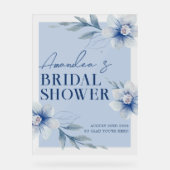 ブルーウォーターカラーフローラブライダルシャワーへようこそ アクリルサイン (正面)