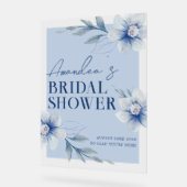 ブルーウォーターカラーフローラブライダルシャワーへようこそ アクリルサイン (傾斜)