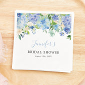 ブルーウォーターカラーフローラブライダルシャワーナプキン スタンダードカクテルナプキン