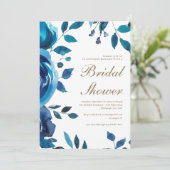ブルーウォーターカラーフローラブライダルシャワー 招待状 (スタンド正面)