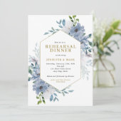 ブルーウォーターカラーフローラブーケリハーサルディナー 招待状 (スタンド正面)