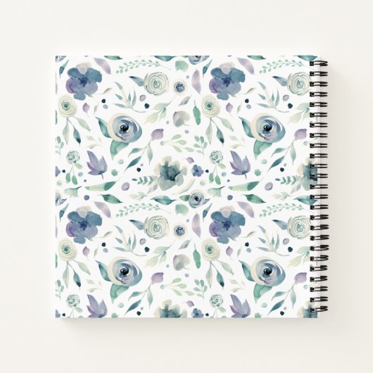 ブルーウォーターカラーフローラベッドサイドテーブルドリームズ ノートブック (裏面)