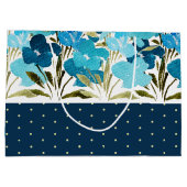 ブルーウォーターカラーフローラボホハンド絵を描 ラージペーパーバッグ (裏面)