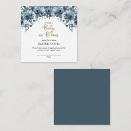 ブルーウォーターカラーフローラボーイベビーおむつラッフル エンクロージャーカード