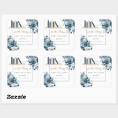 ブルーウォーターカラーフローラボーイベビーシャワー蔵書票 スクエアシール (シート)