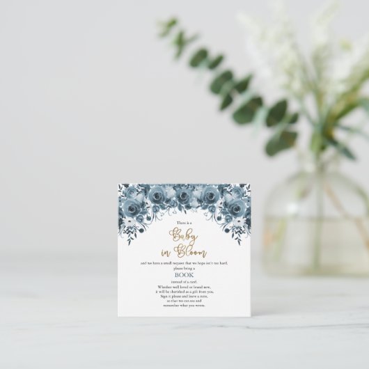 ブルーウォーターカラーフローラボーイベビーブックリクエスト エンクロージャーカード (スタンド正面)