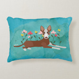 ブルーウォーターカラーフローラポデコドッグ アクセントクッション