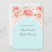 ブルーウォーターカラーフローララベンダーブライダルシャワー 招待状 (正面)