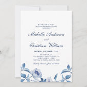 ブルーウォーターカラーフローラリハーサルディナー招待状 招待状 (正面)