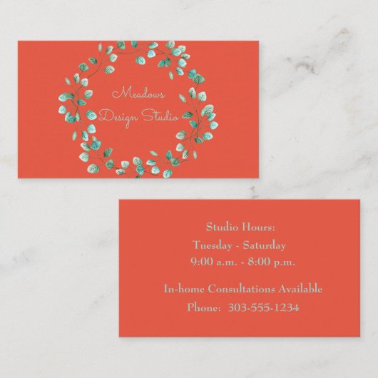 ブルーウォーターカラーフローラリース 名刺 (正面/裏面)