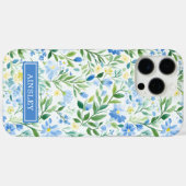 ブルーウォーターカラーフローラルモノグラム Case-Mate iPhoneケース (裏面 (横))