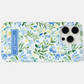 ブルーウォーターカラーフローラルモノグラム Case-Mate iPhoneケース (裏面 (横))