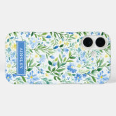 ブルーウォーターカラーフローラルモノグラム Case-Mate iPhoneケース (裏面 (横))