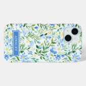 ブルーウォーターカラーフローラルモノグラム Case-Mate iPhoneケース (裏面 (横))