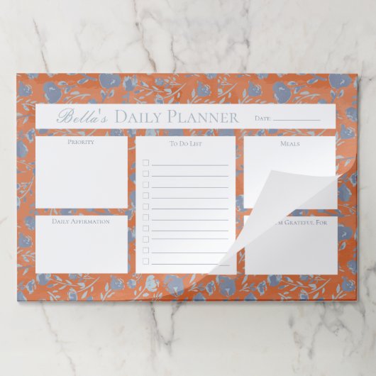 ブルーウォーターカラーフローラ大きなティアウェイ紙パッド ペーパーパッド (折り畳み)