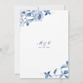 ブルーウォーターカラーフローラ婚約パーティ招待状 招待状 (裏面)