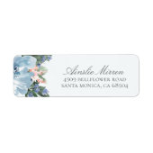 ブルーウォーターカラーフローラ差出人住所ラベル ラベル (正面)