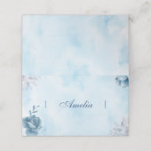 ブルーウォーターカラーフローラ折り畳み座席表 プレイスカード (外部開封)