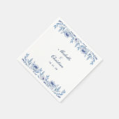 ブルーウォーターカラーフローラ結婚ズナプキン スタンダードカクテルナプキン (角)