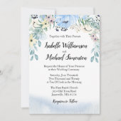 ブルーウォーターカラーフローラ結婚式招待状 招待状 (正面)