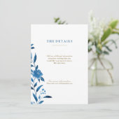 ブルーウォーターカラーフローラ結婚Chinoiserieの詳細 エンクロージャーカード (スタンド正面)