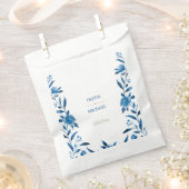 ブルーウォーターカラーフローラ結婚Chinoiserie's フェイバーバッグ (クリップ留めされた状態)