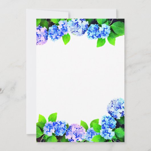 ブルーウォーターカラーフローラ誕生日パーティー 招待状 (裏面)