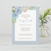 ブルーウォーターカラーフローラ誕生日パーティー 招待状 (スタンド正面)