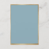 ブルーウォーターカラーフローラ金ゴールドフレームベビーシャワー 招待状 (裏面)