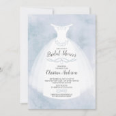 ブルーウォーターカラーブライドガウンブライダルシャワー 招待状 (正面)