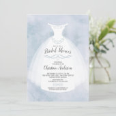 ブルーウォーターカラーブライドガウンブライダルシャワー 招待状 (スタンド正面)