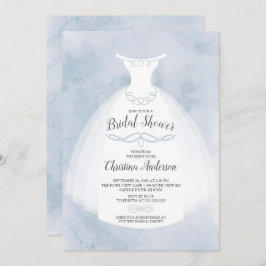 ブルーウォーターカラーブライドガウンブライダルシャワー 招待状