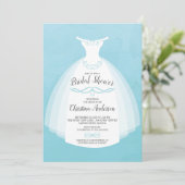 ブルーウォーターカラーブライドガウンブライダルシャワー 招待状 (スタンド正面)