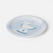 ブルーウォーターカラーブラシストロークドーブボーイバプテスマ ペーパープレート (アングル)