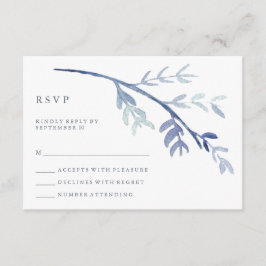 ブルーウォーターカラーブランチウェディングRSVP 出欠カード
