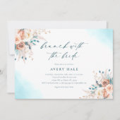 ブルーウォーターカラーブランチブライダルシャワー 招待状 (正面)