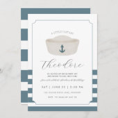 ブルーウォーターカラーブルーマリンハットファースト誕生日 招待状 (正面/裏面)