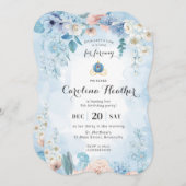 ブルーウォーターカラープリンセスキャッスルガール招待状 招待状 (正面/裏面)