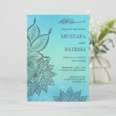 ブルーウォーターカラーヘンナイスラム結婚ズ 招待状 (スタンド正面)