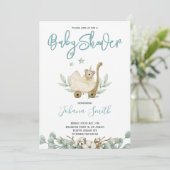 ブルーウォーターカラーベアーベビーシャワー招待状 招待状 (スタンド正面)