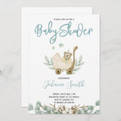 ブルーウォーターカラーベアーベビーシャワー招待状 招待状 (正面/裏面)