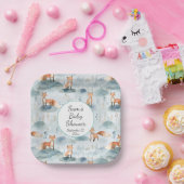 ブルーウォーターカラーベビーキツネベビーシャワー ペーパープレート (パーティー)