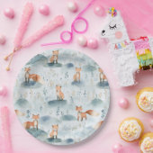 ブルーウォーターカラーベビーキツネ ペーパープレート (パーティー)