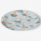 ブルーウォーターカラーベビーキツネ ペーパープレート (アングル)