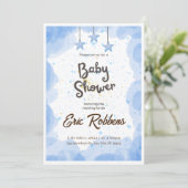 ブルーウォーターカラーベビーシャワー招待状 招待状 (スタンド正面)